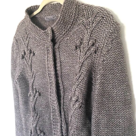 Anthropologie Elsamanda Sweater Brown Long Sleeve Knit Cardigan Sz M - Picture 4 of 12